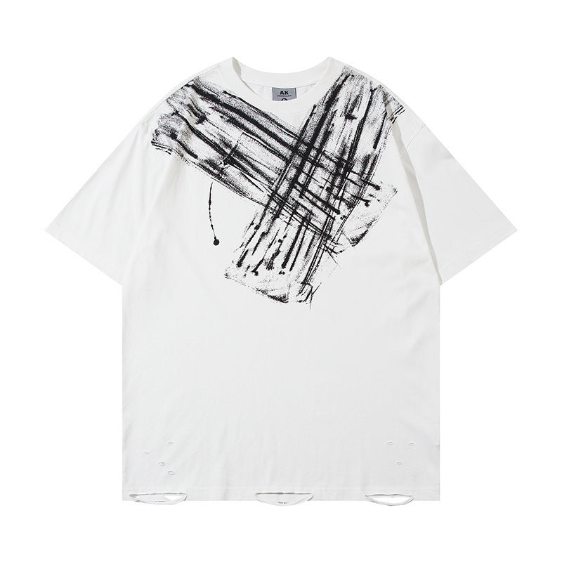 Fashion Painting Dirty T-shirt Short Sleeve Men