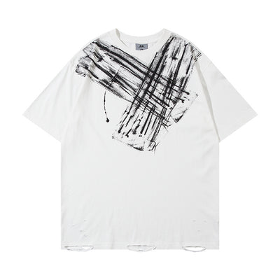 Fashion Painting Dirty T-shirt Short Sleeve Men