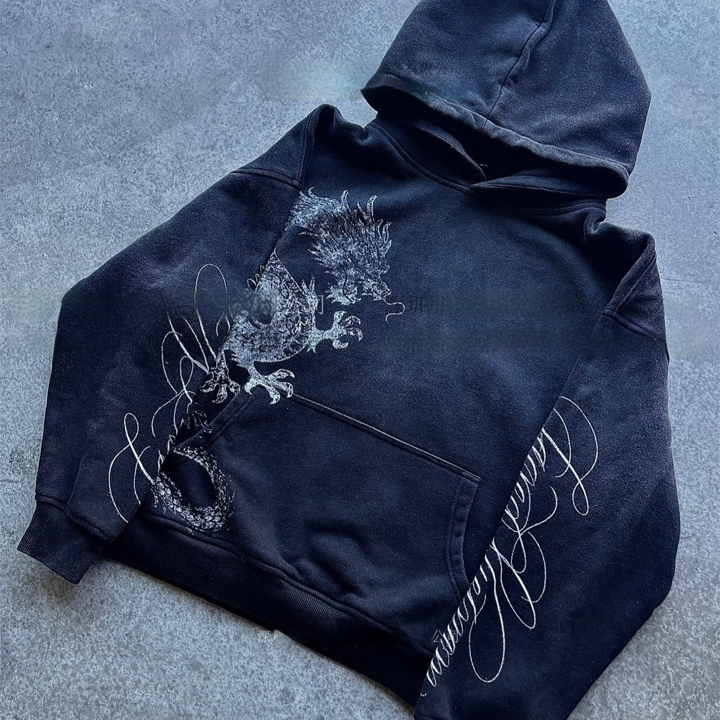 Men's Casual Loose Retro Graffiti Printing Zipper Sweater