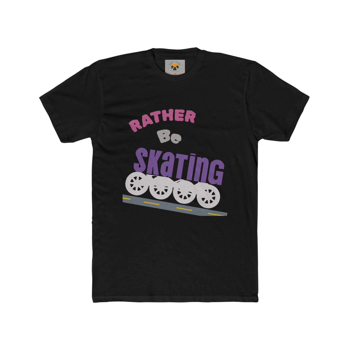Black unisex tee with 'Rather Be Skating' graphic, perfect for skaters and casual style lovers.