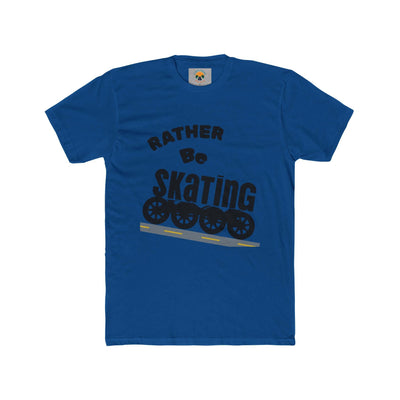 Unisex Skating Crew Tee in blue featuring 'Rather Be Skating' graphic, perfect for skaters and casual wear.