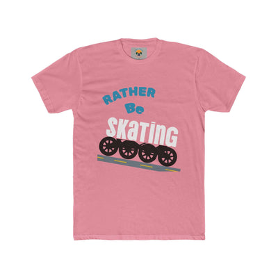 Unisex Skating Crew Tee in pink with fun 'Rather Be Skating' design, perfect for rollerskaters and casual wear.