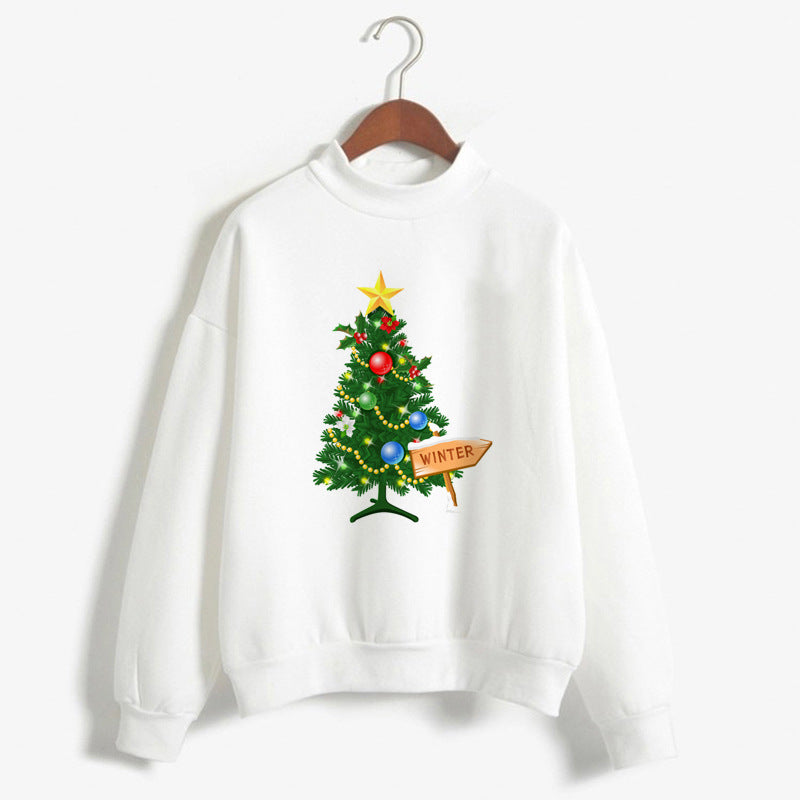 Christmas Printing Turtleneck Sweater Women