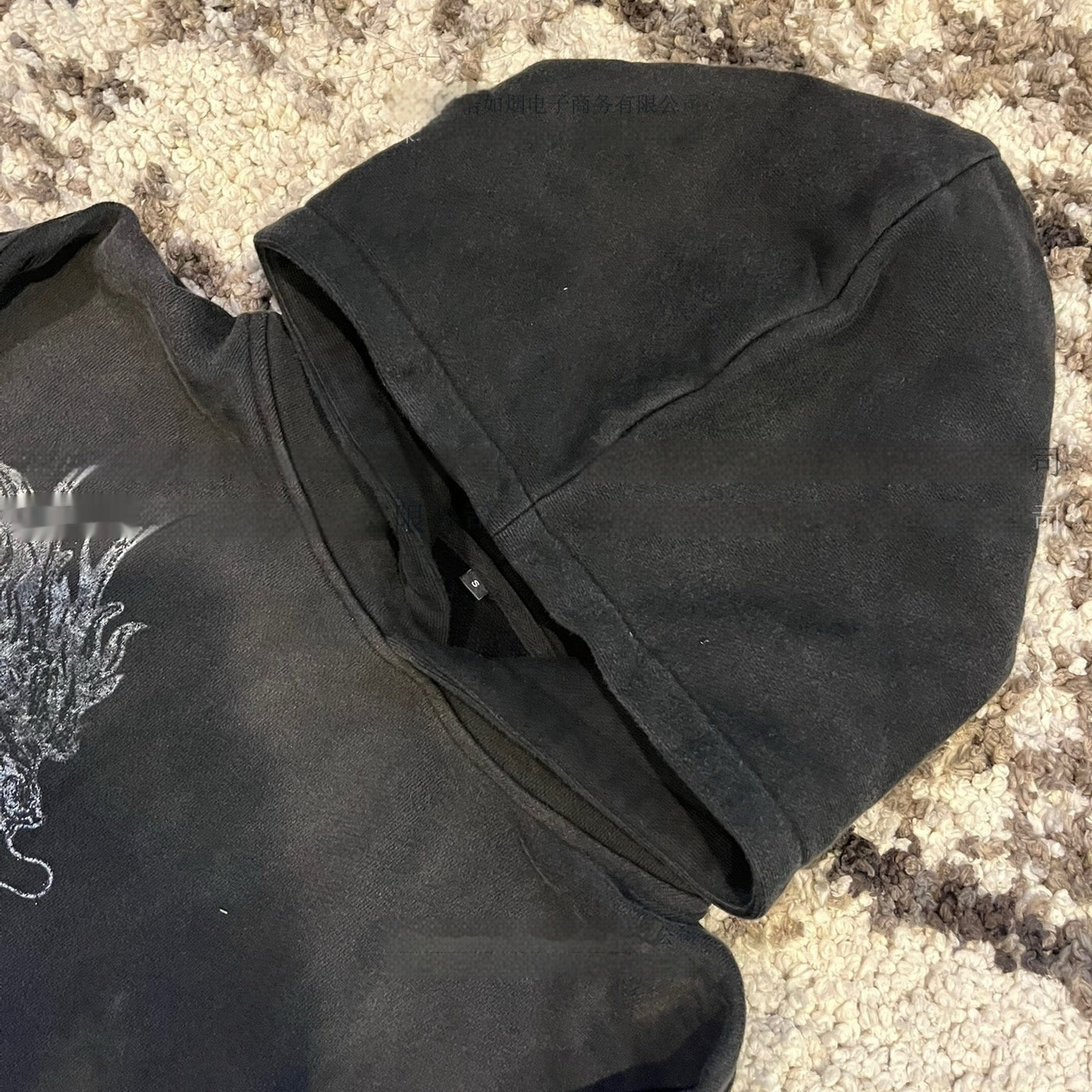 Men's Casual Loose Retro Graffiti Printing Zipper Sweater