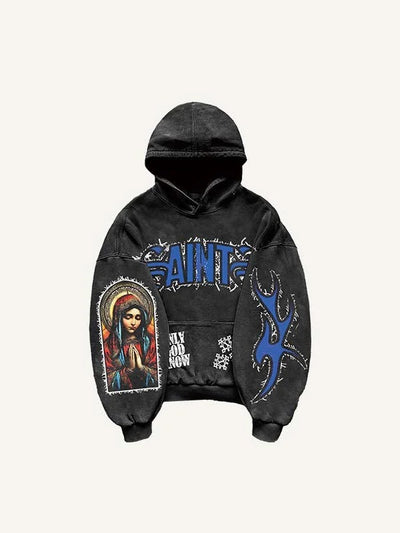 Men's Pullover Hooded Printed Sweater