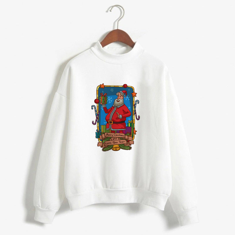 Christmas Printing Turtleneck Sweater Women
