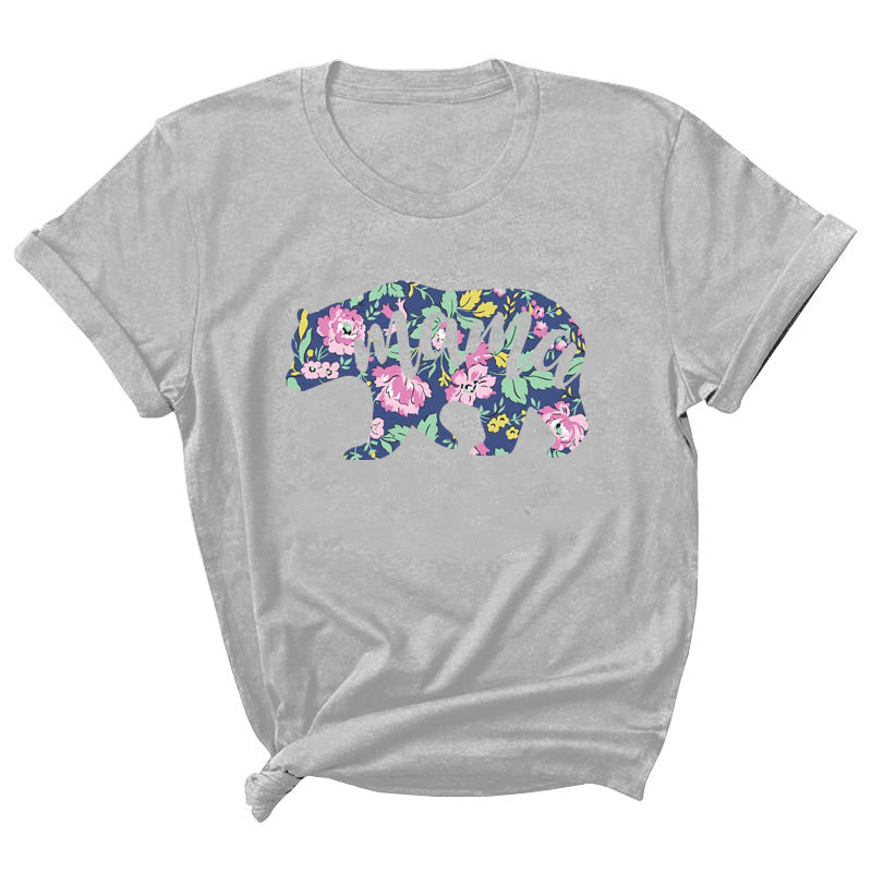 Mama Pattern Printed Short Sleeve Round Neck T-shirt Casual Fashion