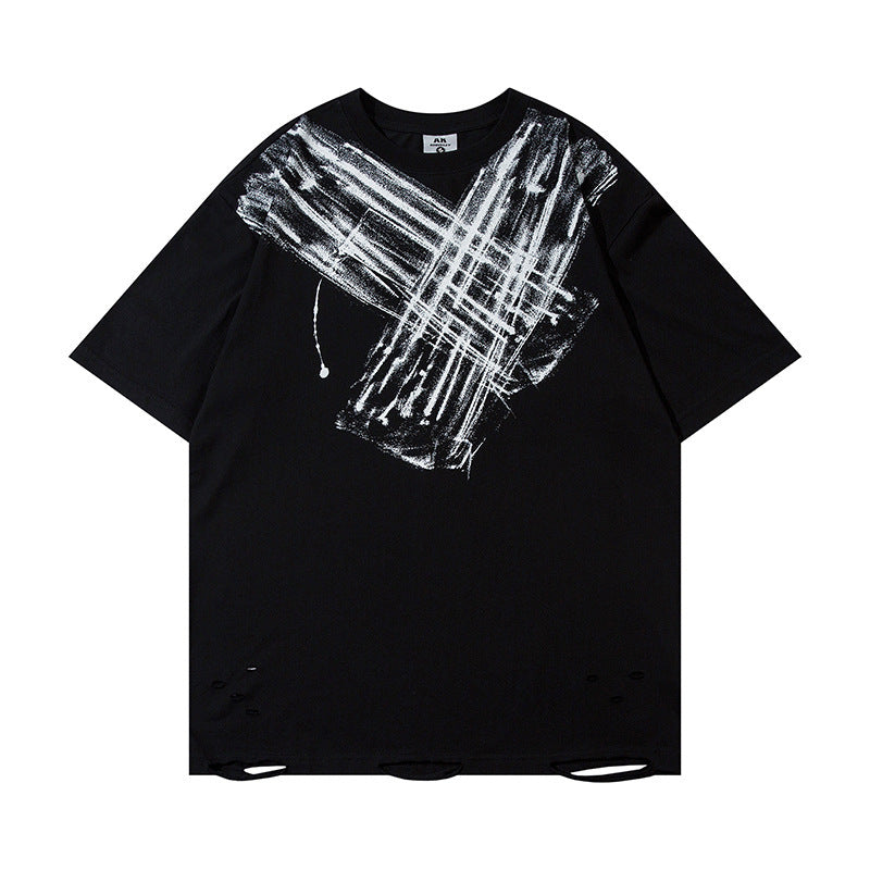 Fashion Painting Dirty T-shirt Short Sleeve Men