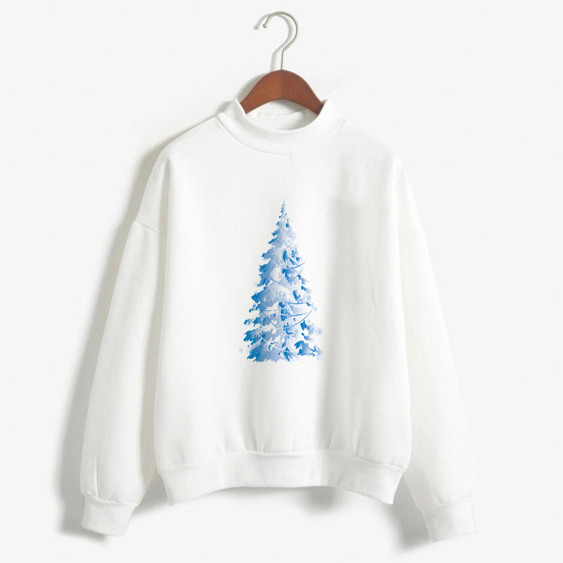 Christmas Printing Turtleneck Sweater Women