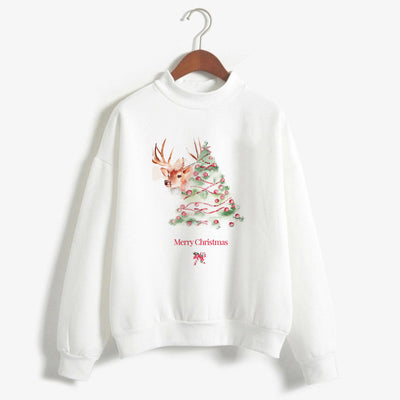 Christmas Printing Turtleneck Sweater Women