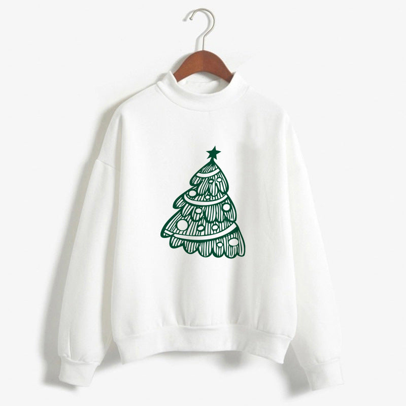 Christmas Printing Turtleneck Sweater Women