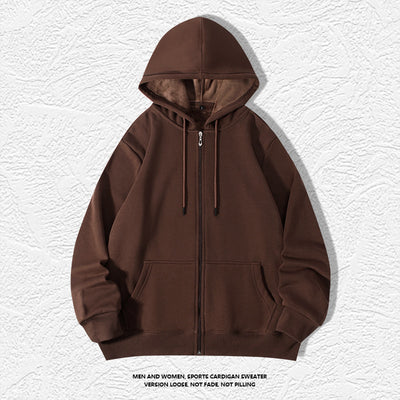 420g European And American Plus Size Zipper Hooded Sweater Men