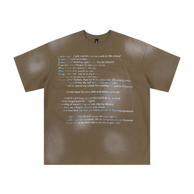 Fashion Inkjet Letter Cotton T-shirt Men