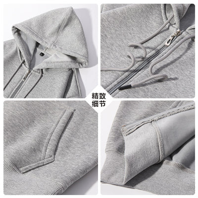 420g European And American Plus Size Zipper Hooded Sweater Men