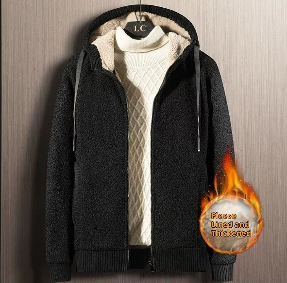 Winter Men's Zipper Hooded Sweater Cardigan