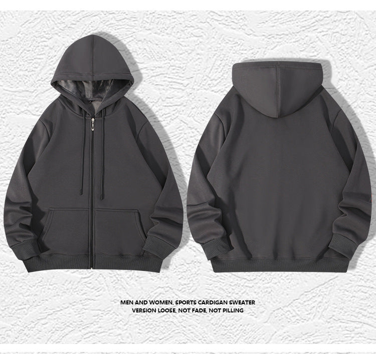 420g European And American Plus Size Zipper Hooded Sweater Men