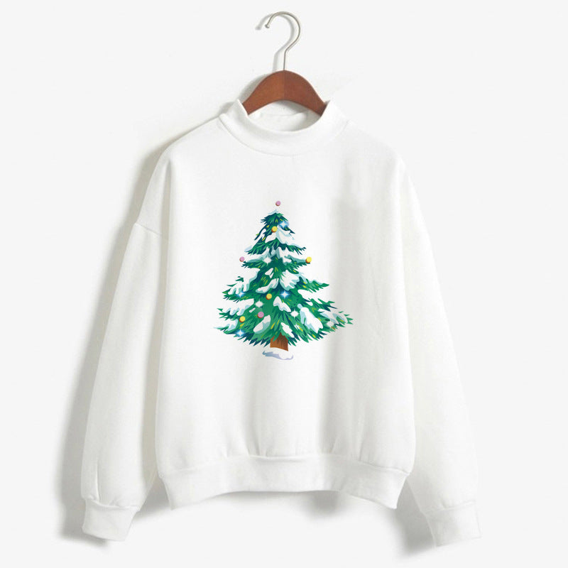 Christmas Printing Turtleneck Sweater Women
