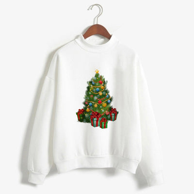 Christmas Printing Turtleneck Sweater Women