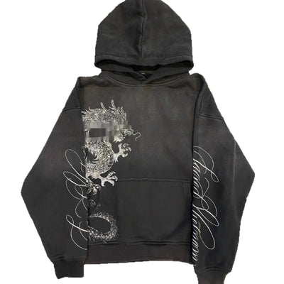 Men's Casual Loose Retro Graffiti Printing Zipper Sweater