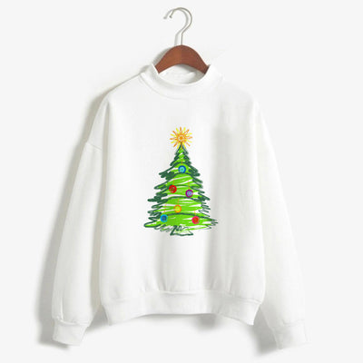 Christmas Printing Turtleneck Sweater Women