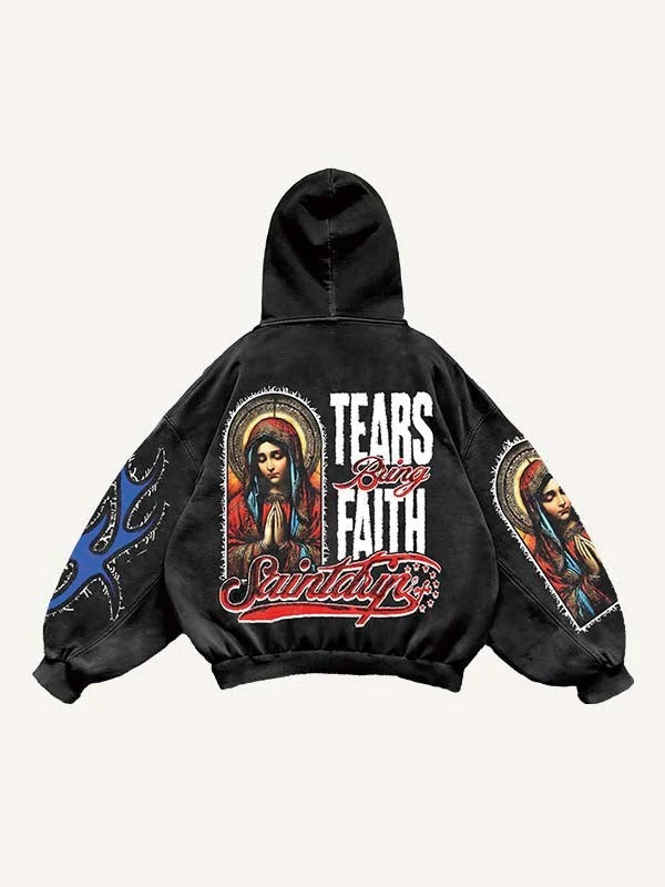 Men's Pullover Hooded Printed Sweater